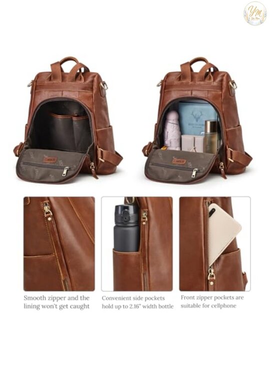 Genuine Leather Backpack Purse Anti-Theft Rucksack Shoulder Bag Medium main image 6